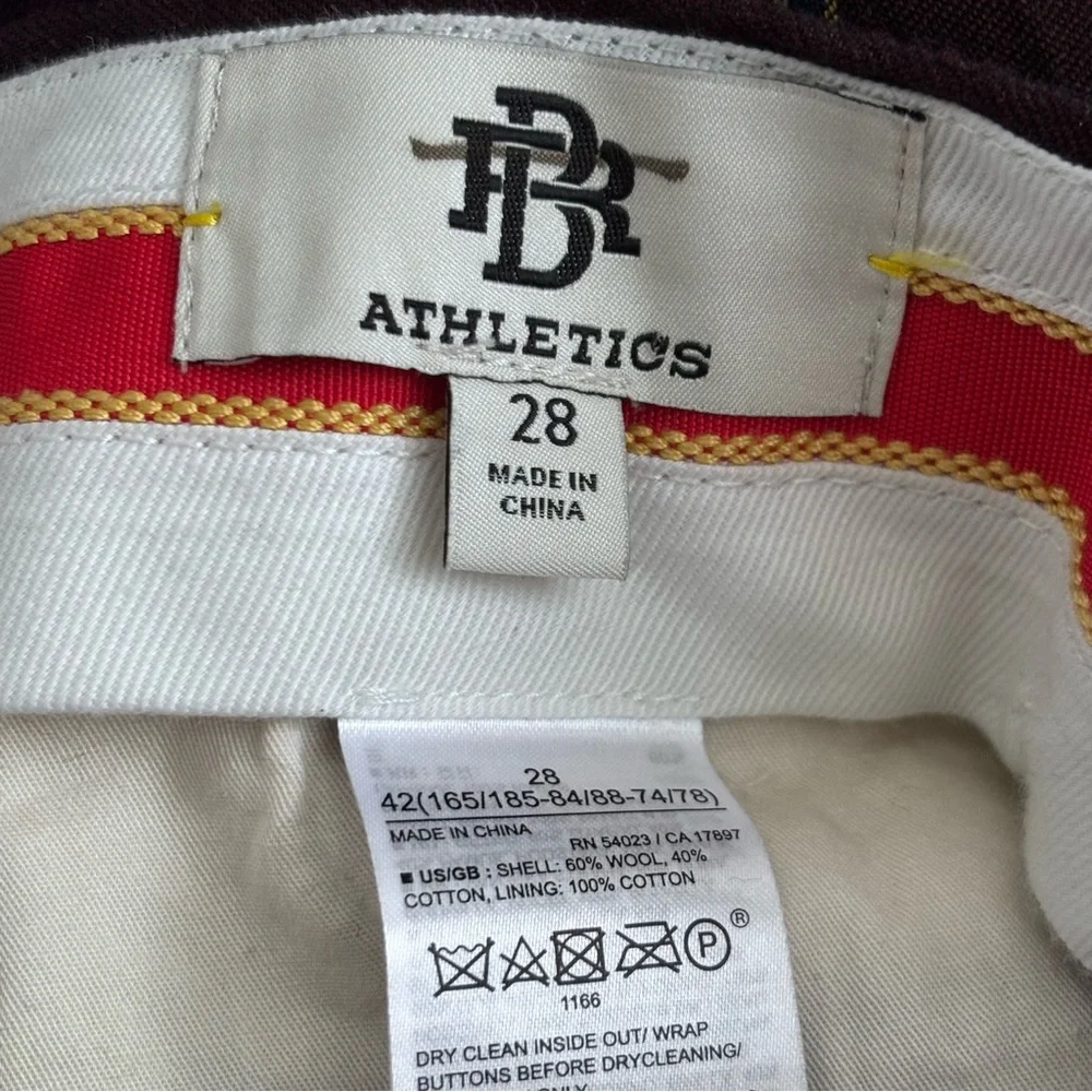 BR Athletics Marzotto Havana Fabric Wool Blend Pinstripe Trousers Mens Size 28